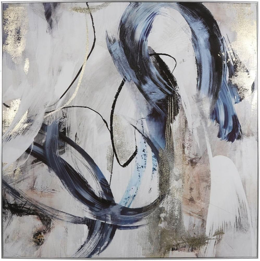 Abstract Framed Canvas Wall Art 80x80cm Gold Foil - Kwikley
