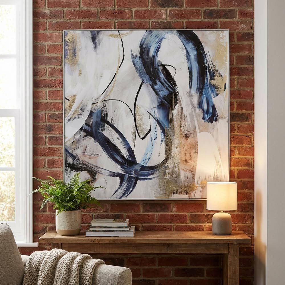 Abstract Framed Canvas Wall Art 80x80cm Gold Foil - Kwikley