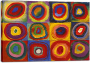 Abstract Squares Concentric Circles Canvas Wall Art Print - Kwikley