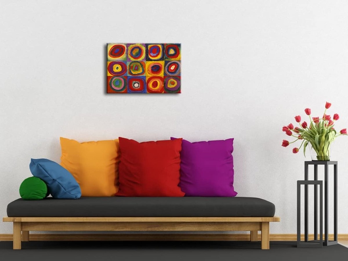 Abstract Squares Concentric Circles Canvas Wall Art Print - Kwikley
