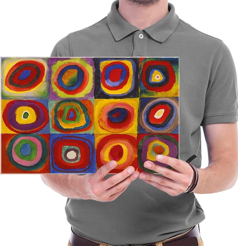 Abstract Squares Concentric Circles Canvas Wall Art Print - Kwikley