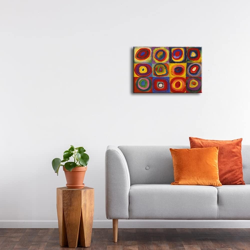 Abstract Squares Concentric Circles Canvas Wall Art Print - Kwikley