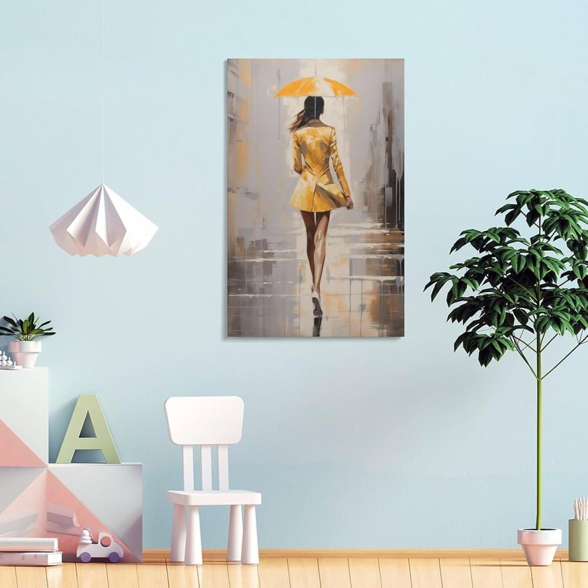 Abstract Woman Canvas Wall Art 8x12 Framed Yellow - Kwikley