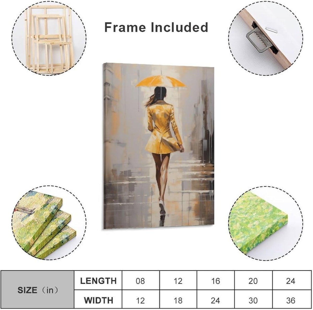 Abstract Woman Canvas Wall Art 8x12 Framed Yellow - Kwikley