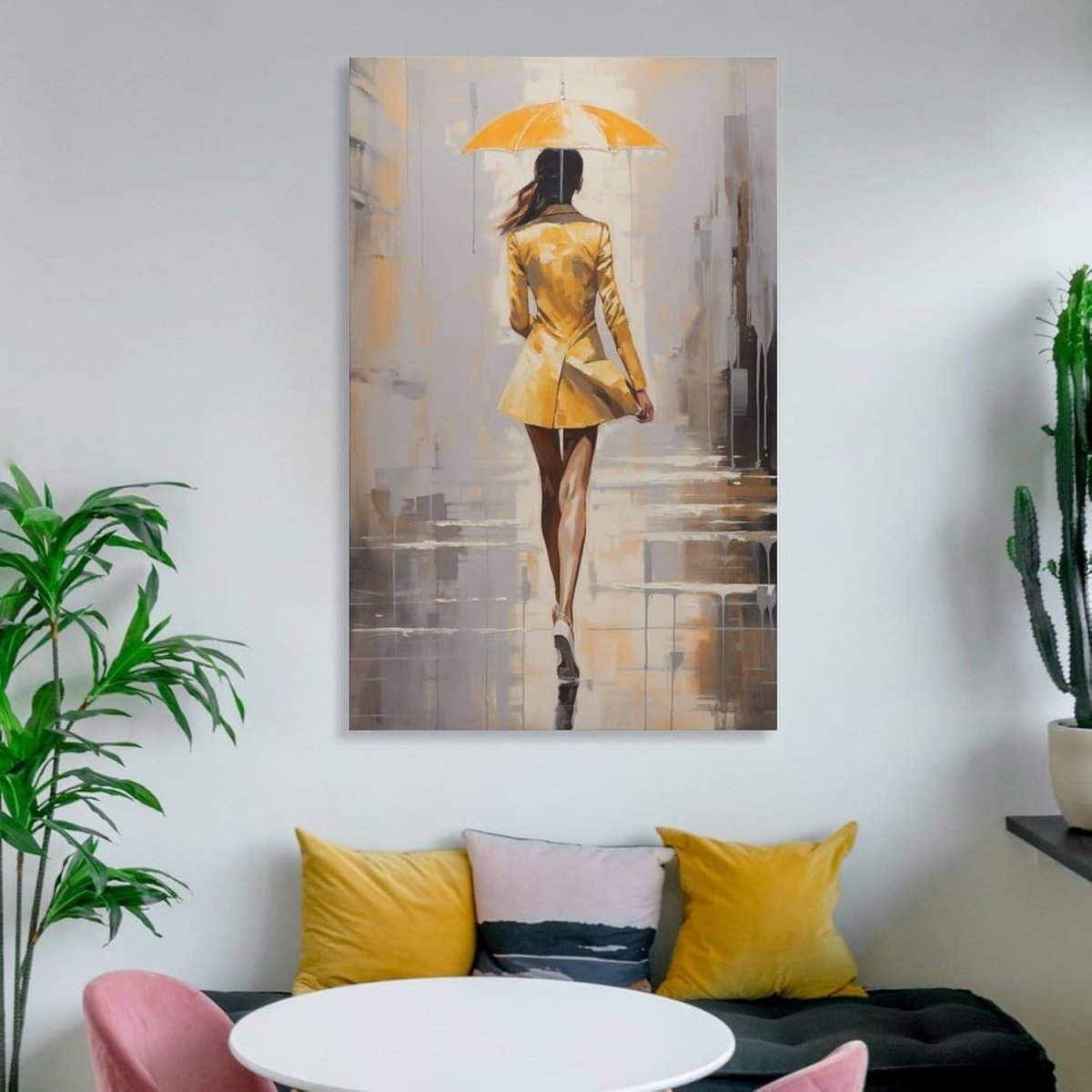 Abstract Woman Canvas Wall Art 8x12 Framed Yellow - Kwikley