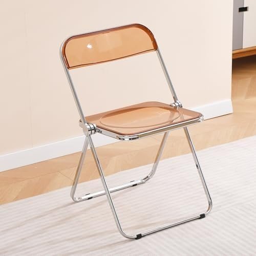 Acrylic Folding Chair Chrome Frame Clear Stackable Plastic Dining Seat Tawny - Kwikley