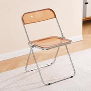 Acrylic Folding Chair Chrome Frame Clear Stackable Plastic Dining Seat Tawny - Kwikley