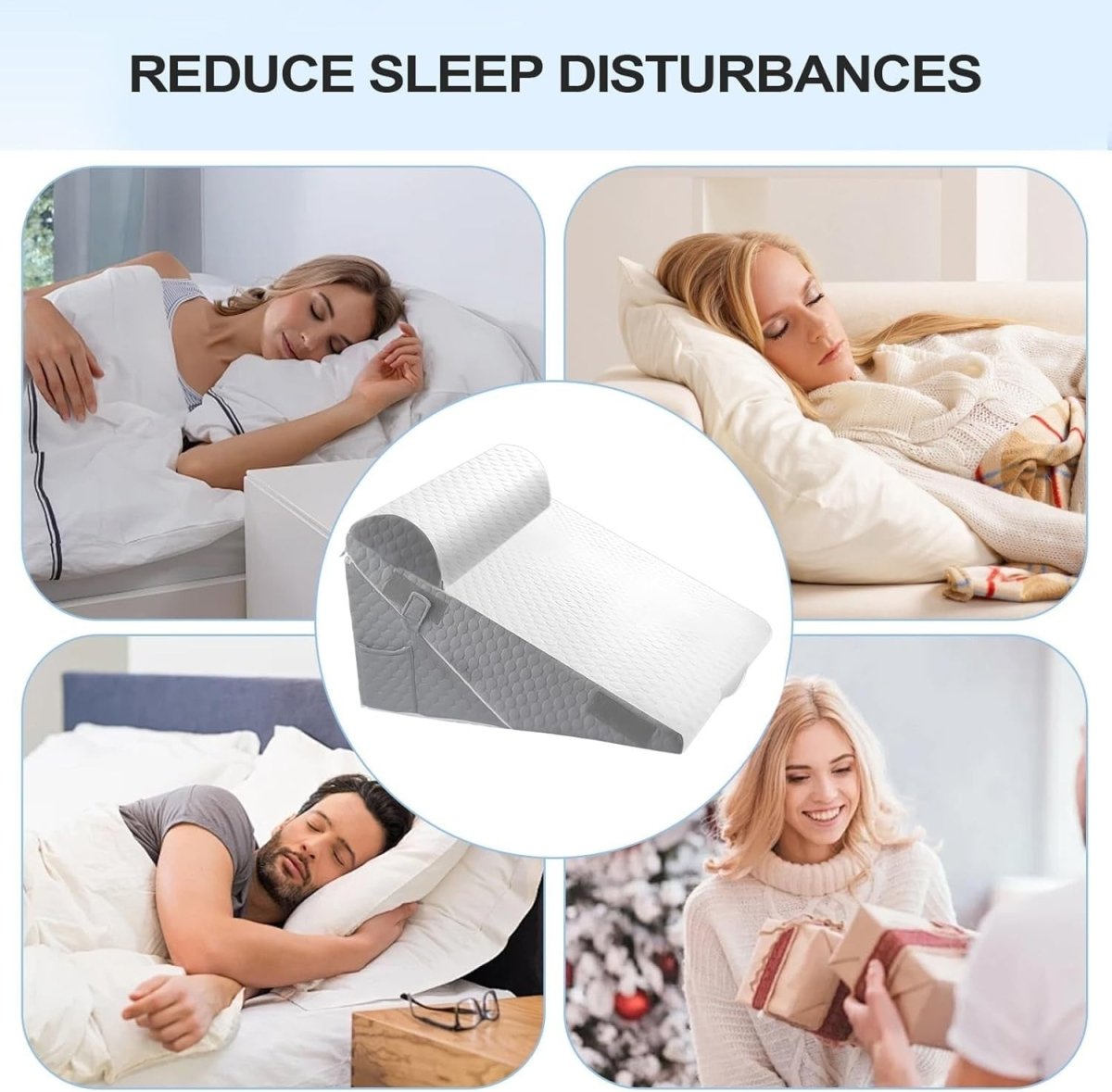 Adjustable Bed Wedge Pillow Back Support Memory Foam Reading Sleep Aid - Kwikley