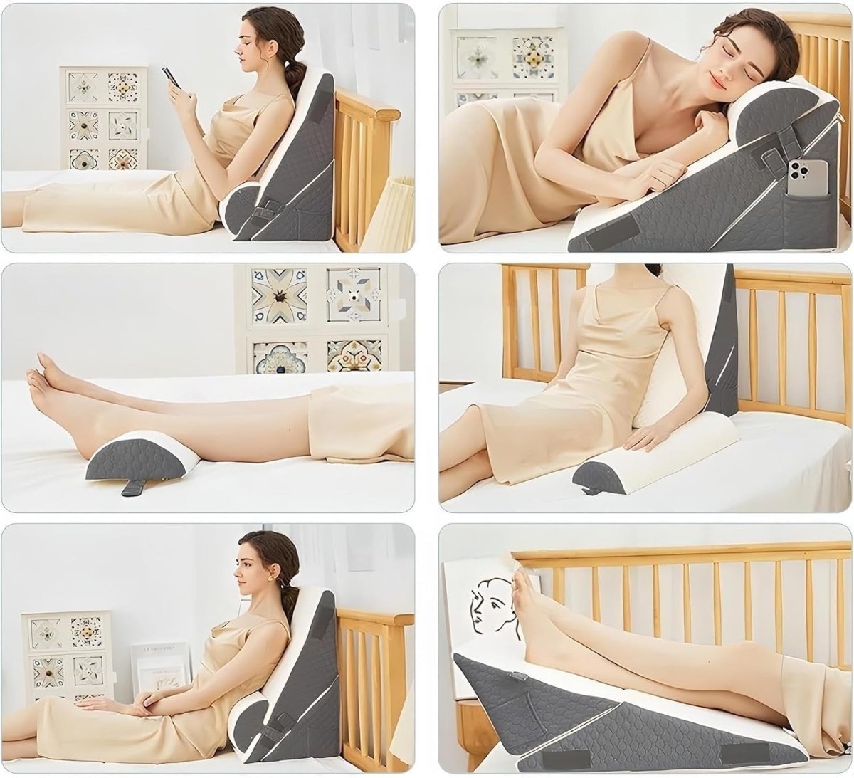 Adjustable Bed Wedge Pillow for Sleeping Heartburn Reflux Reading Support - Kwikley