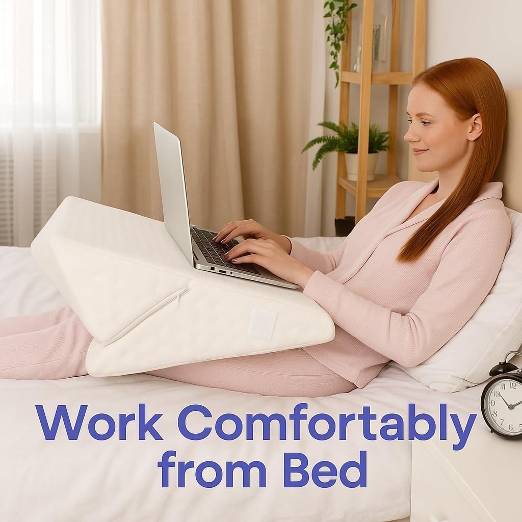 Adjustable Bed Wedge Pillow Memory Foam Back Leg Support for Sleeping Sitting - Kwikley