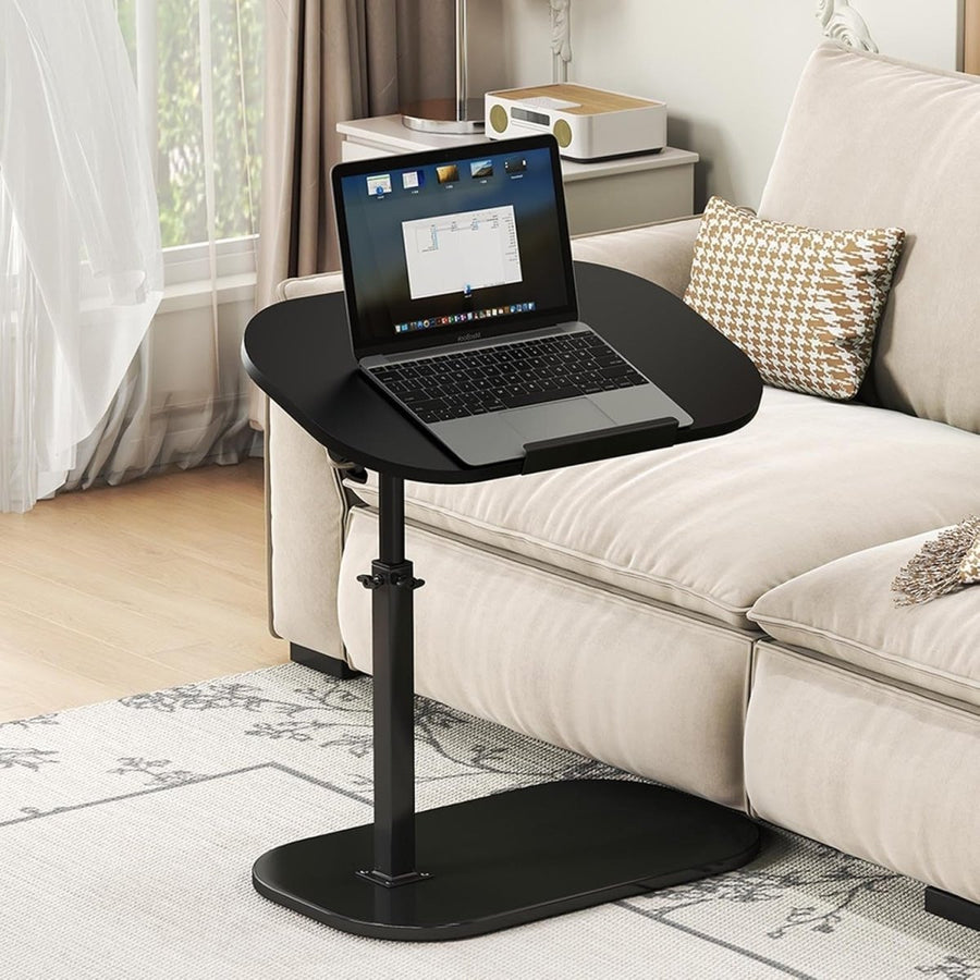 Adjustable C Shaped Side Table Swivel Laptop Desk for Sofa Bed Black - Kwikley