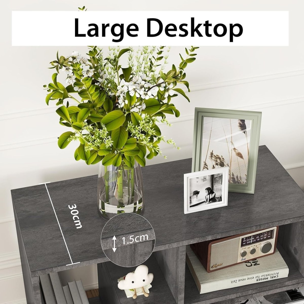 Adjustable Cement Grey TV Stand for TVs up to 65" | Modular Storage Shelf - Kwikley