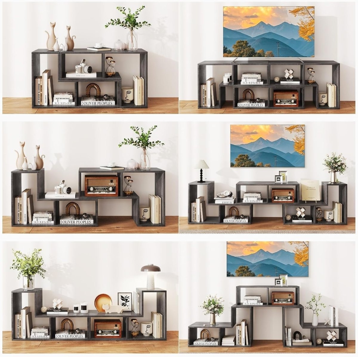 Adjustable Cement Grey TV Stand for TVs up to 65" | Modular Storage Shelf - Kwikley