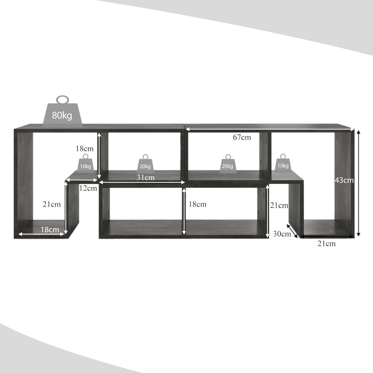 Adjustable Cement Grey TV Stand for TVs up to 65" | Modular Storage Shelf - Kwikley