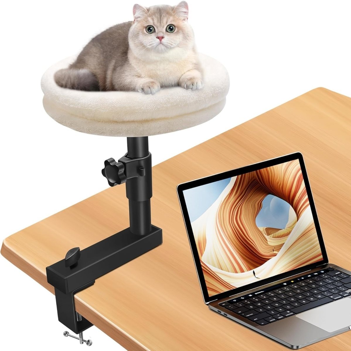 Adjustable Desk Cat Bed Rotating Cat Hammock Clamp On Pet Perch - Kwikley