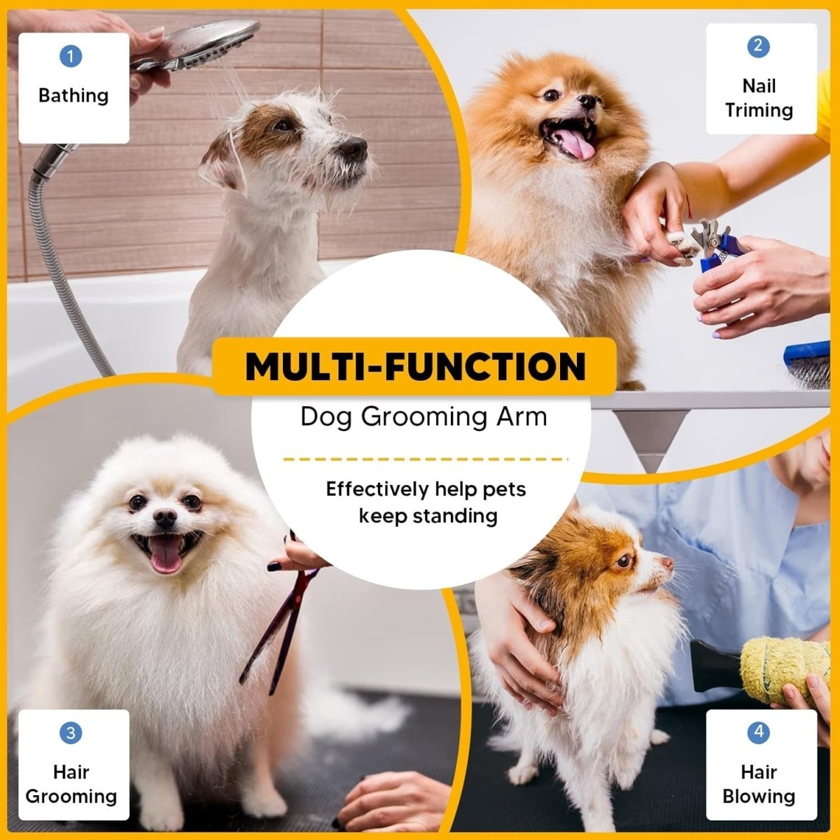 Adjustable Dog Grooming Arm Clamp Anti Slip Metal with Loop Noose - Kwikley
