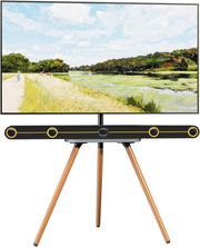 Adjustable Easel TV Stand 43-65” Swivel Solid Wood Base Max 77lbs VESA 400x400 - Kwikley