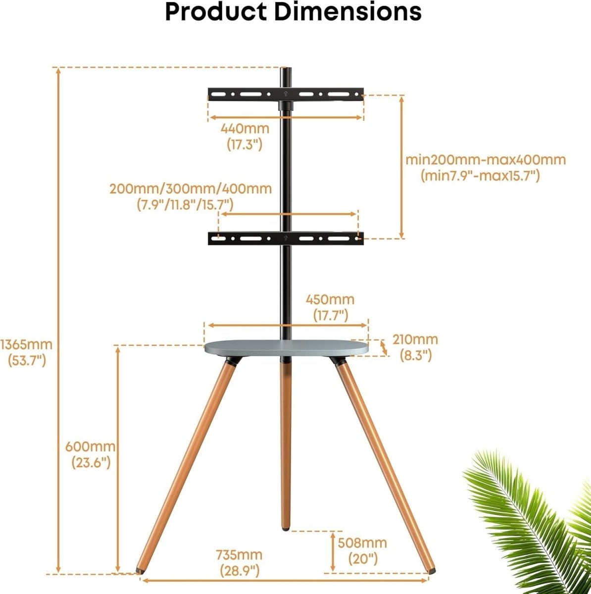 Adjustable Easel TV Stand 43-65” Swivel Solid Wood Base Max 77lbs VESA 400x400 - Kwikley