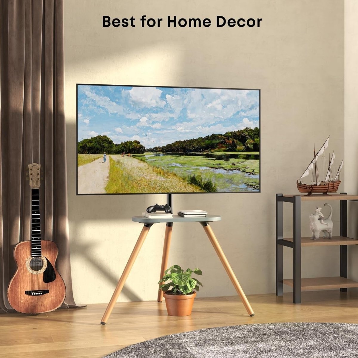 Adjustable Easel TV Stand 43-65” Swivel Solid Wood Base Max 77lbs VESA 400x400 - Kwikley