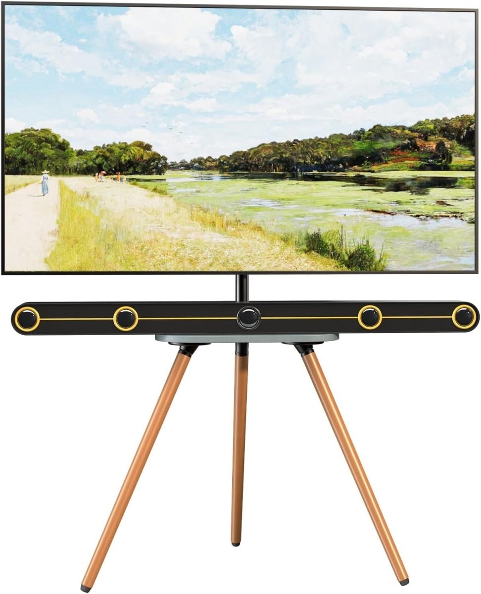 Adjustable Easel TV Stand 43-65” Swivel Solid Wood Base Max 77lbs VESA 400x400 - Kwikley