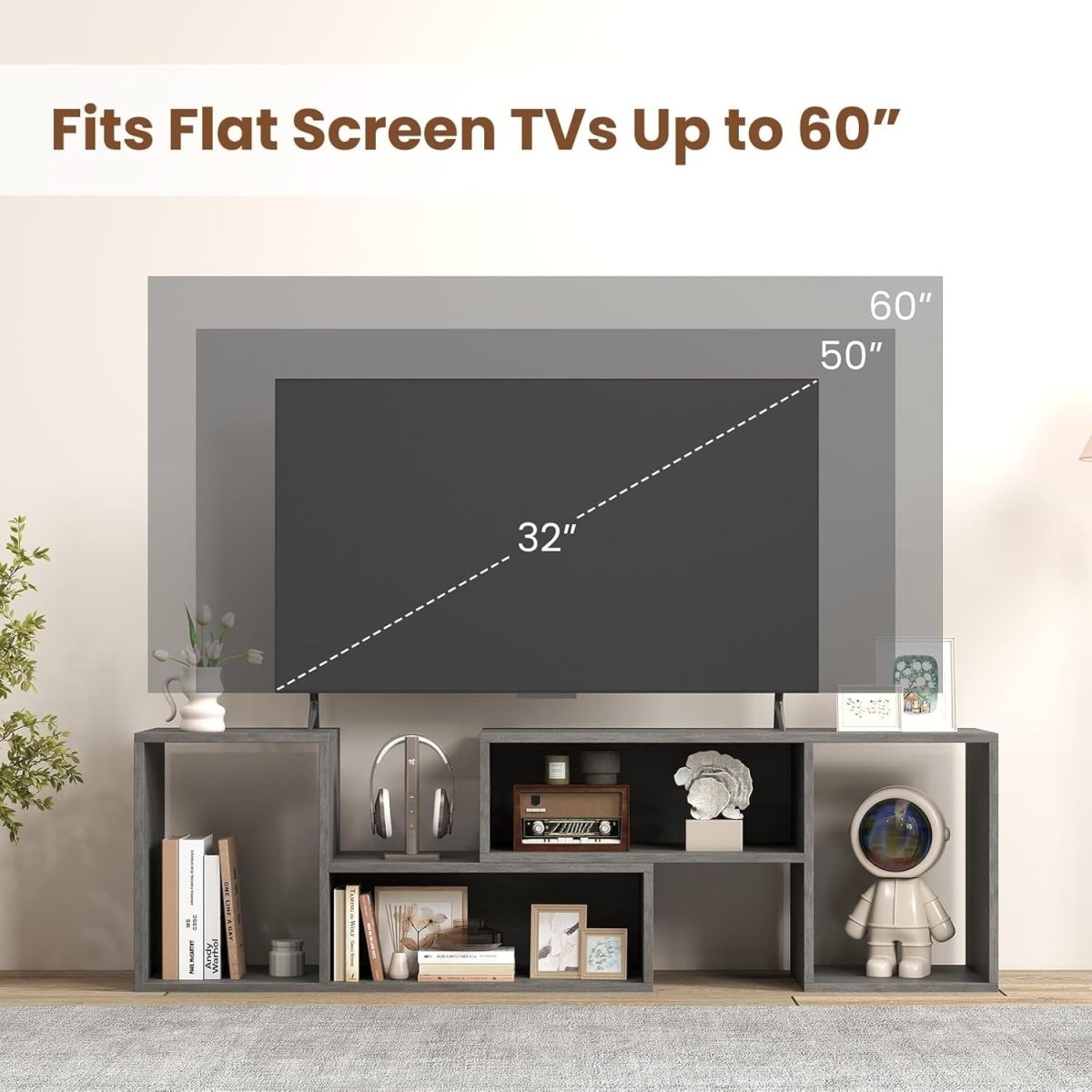 Adjustable L-Shaped TV Stand for 60" TVs | Modular Storage & Media Console - Kwikley