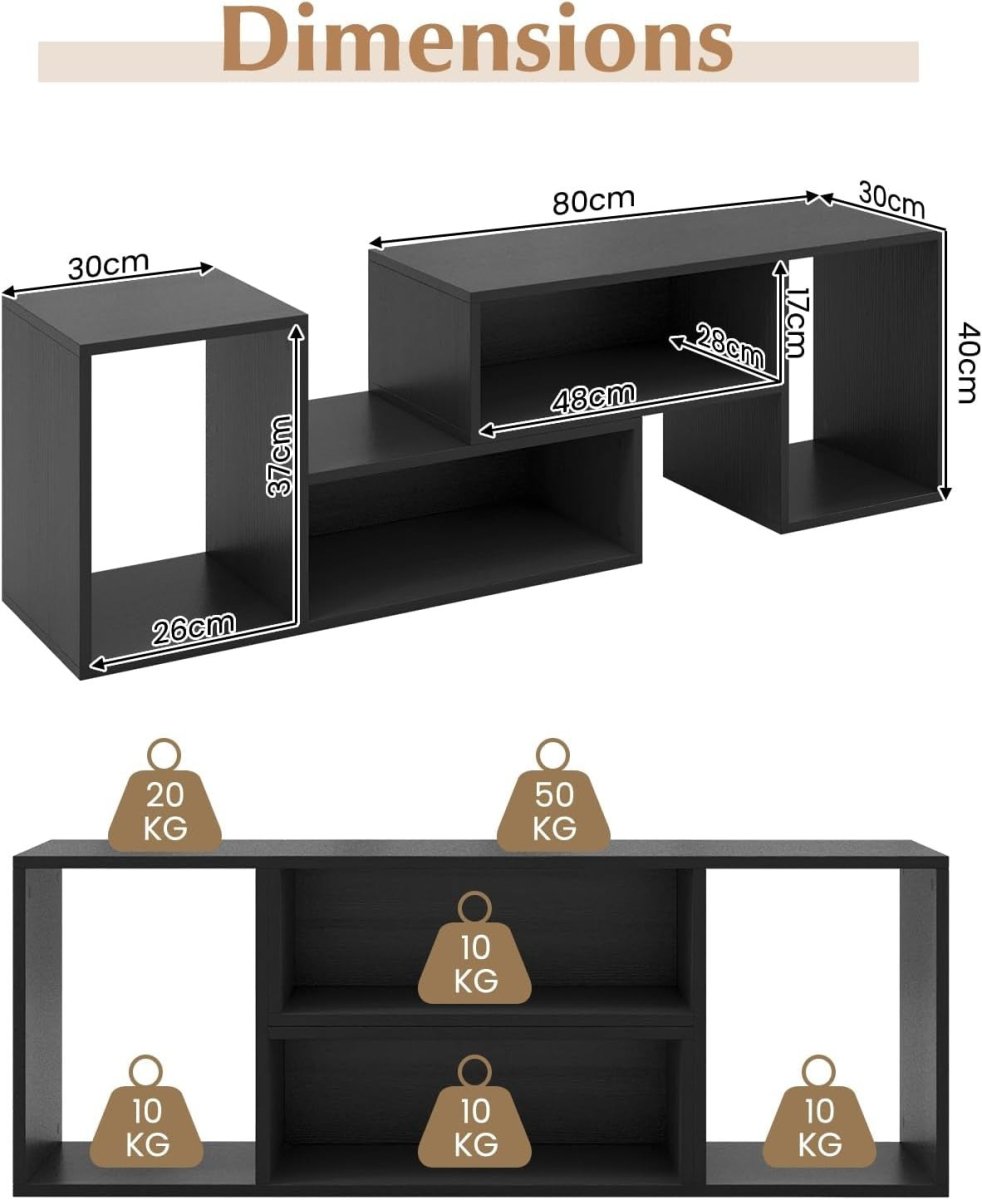 Adjustable L-Shaped TV Stand for 60" TVs | Modular Storage Media Console - Kwikley