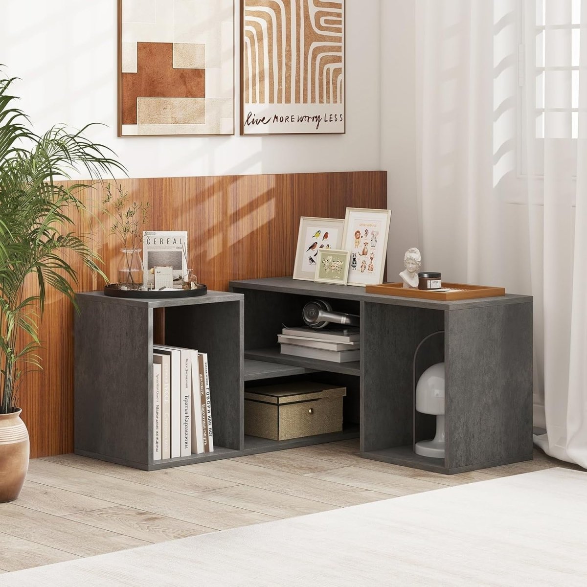 Adjustable L-Shaped TV Stand for 60" TVs | Modular Storage & Media Console - Kwikley