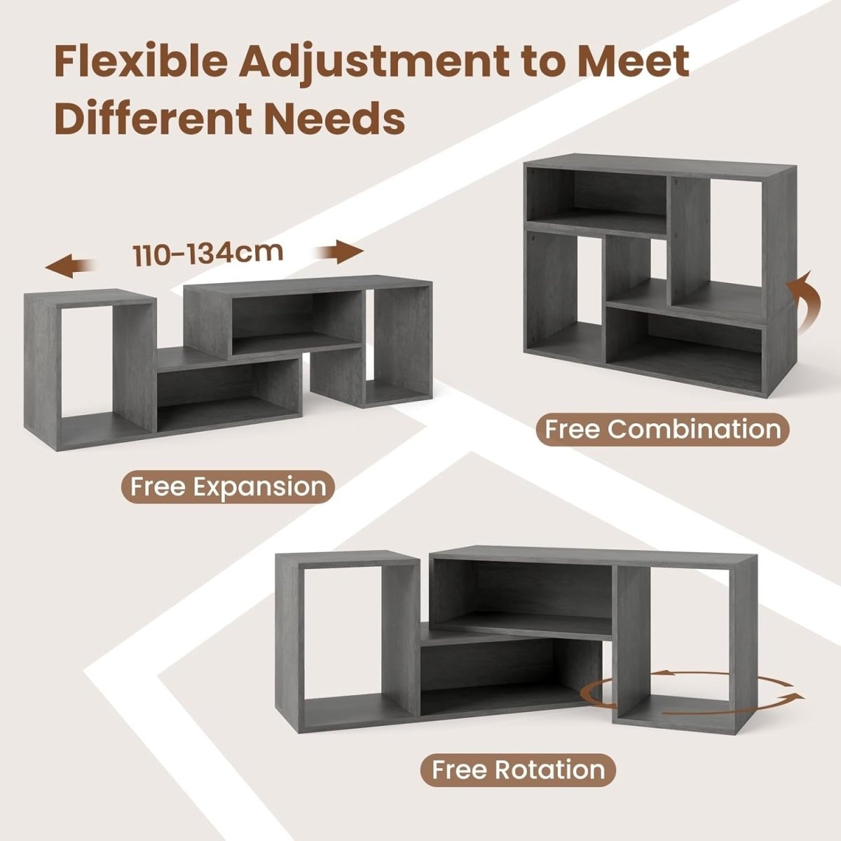 Adjustable L-Shaped TV Stand for 60" TVs | Modular Storage & Media Console - Kwikley