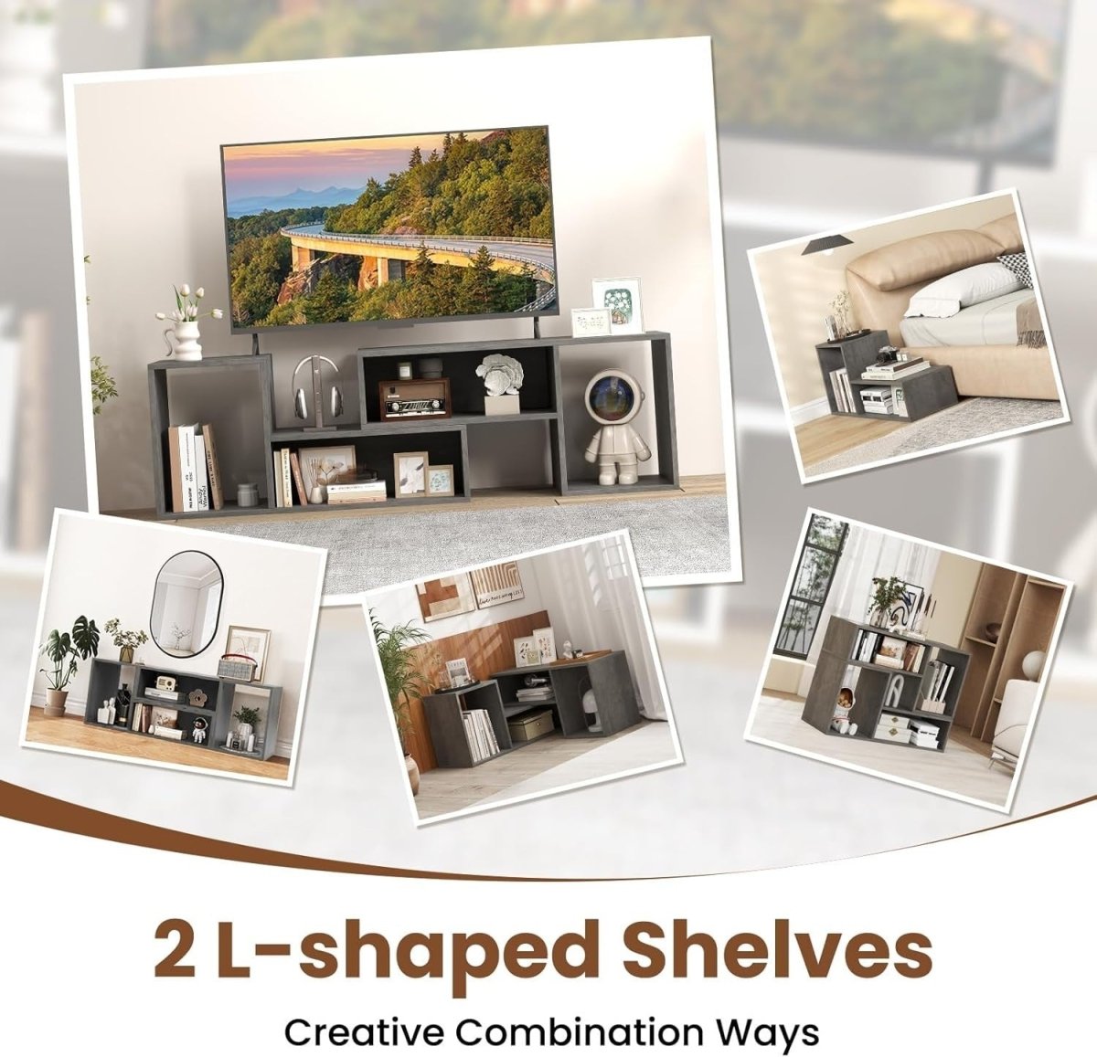 Adjustable L-Shaped TV Stand for 60" TVs | Modular Storage & Media Console - Kwikley