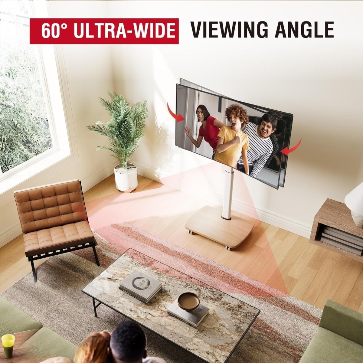 Adjustable Mobile TV Stand with Lockable Wheels for 32-65" TVs up to 40kg - Kwikley