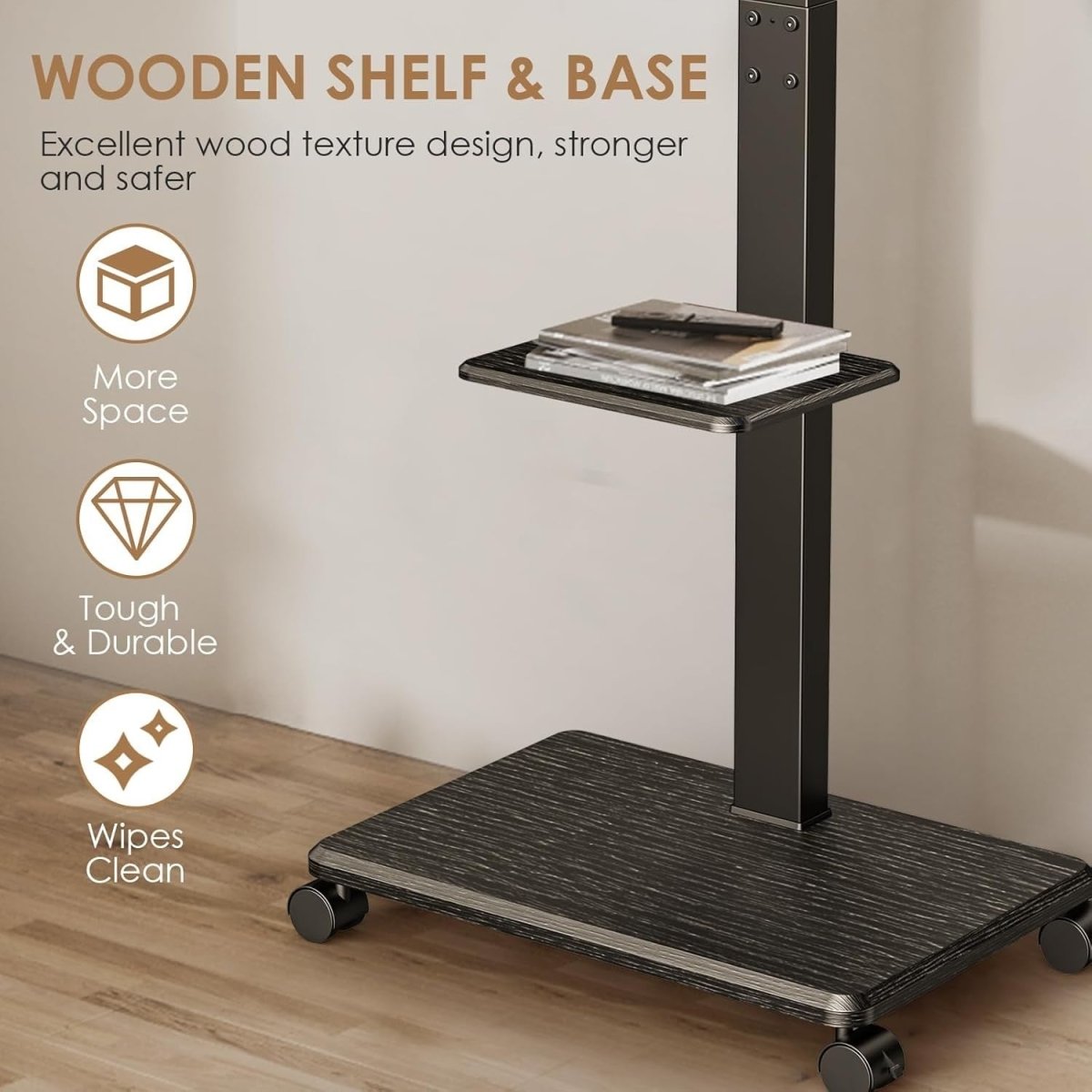 Adjustable Mobile TV Stand with Swivel & Tilt | Fits 32-75" Screens | Portable - Kwikley