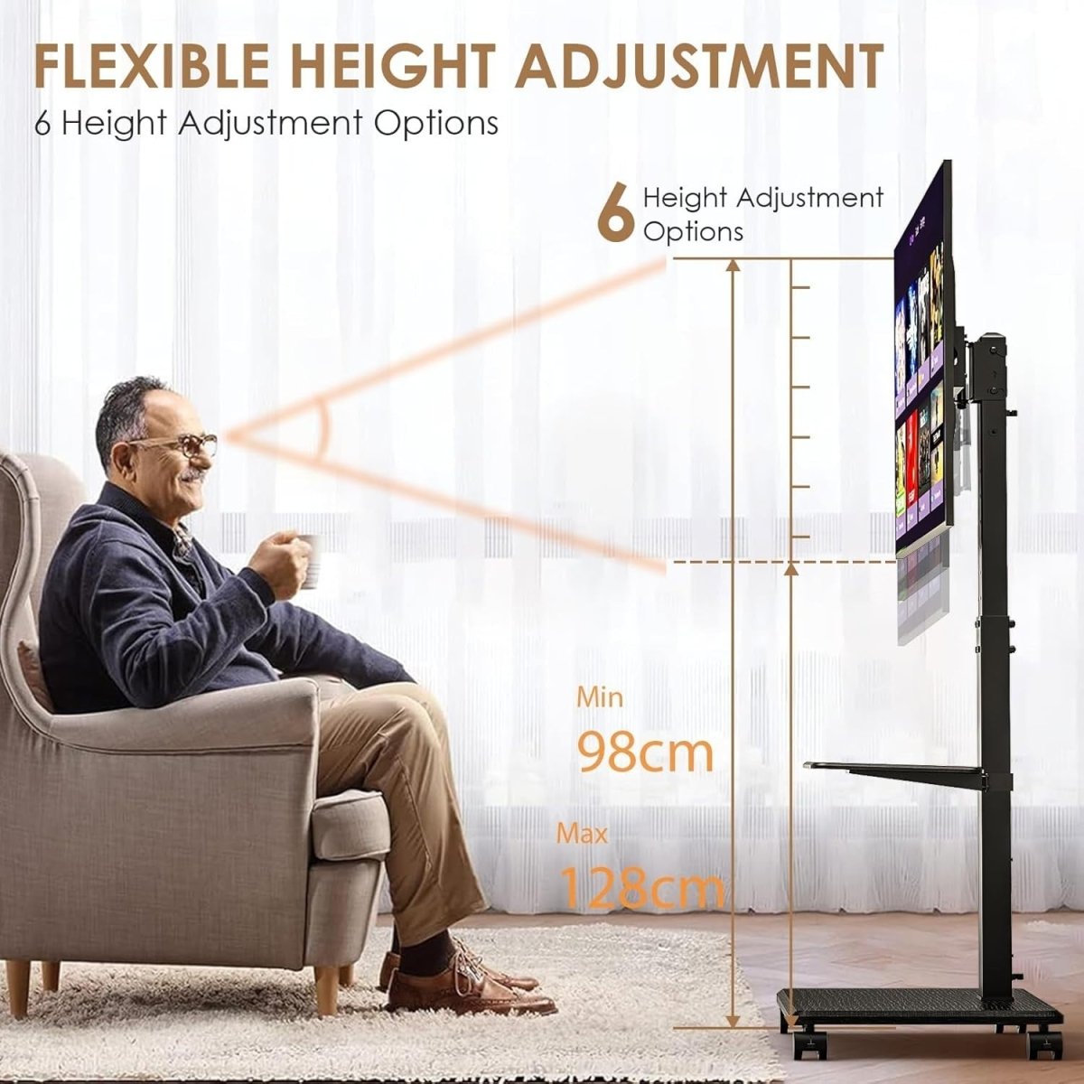 Adjustable Mobile TV Stand with Swivel & Tilt | Fits 32-75" Screens | Portable - Kwikley
