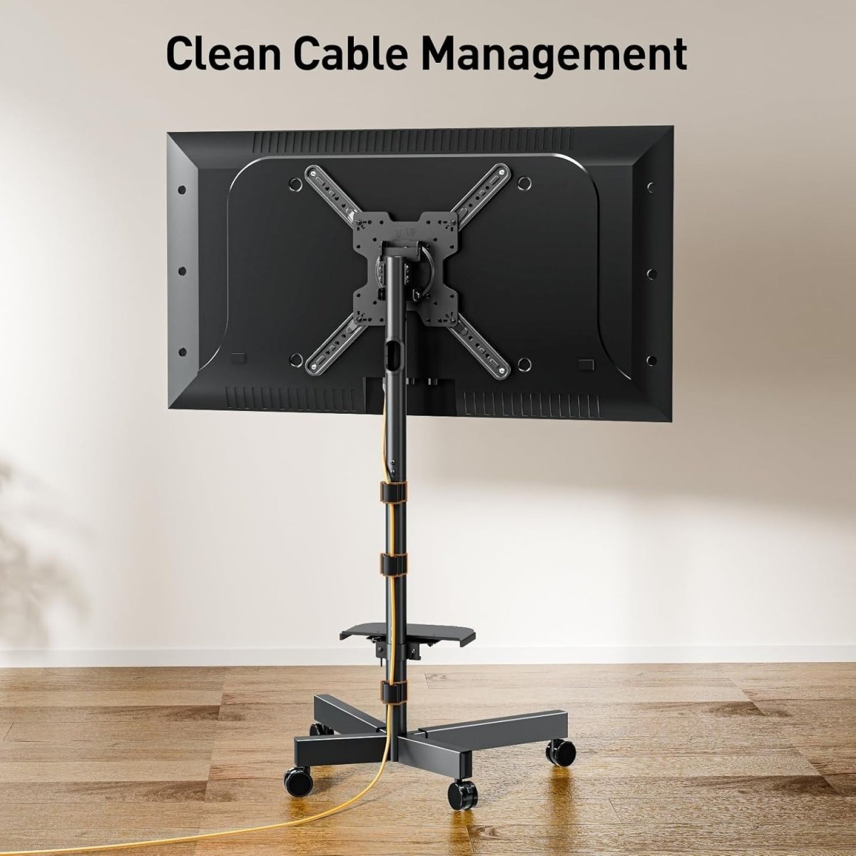 Adjustable Mobile TV Stand with Tilt, Swivel & Media Shelf for 23-60" TVs - Kwikley