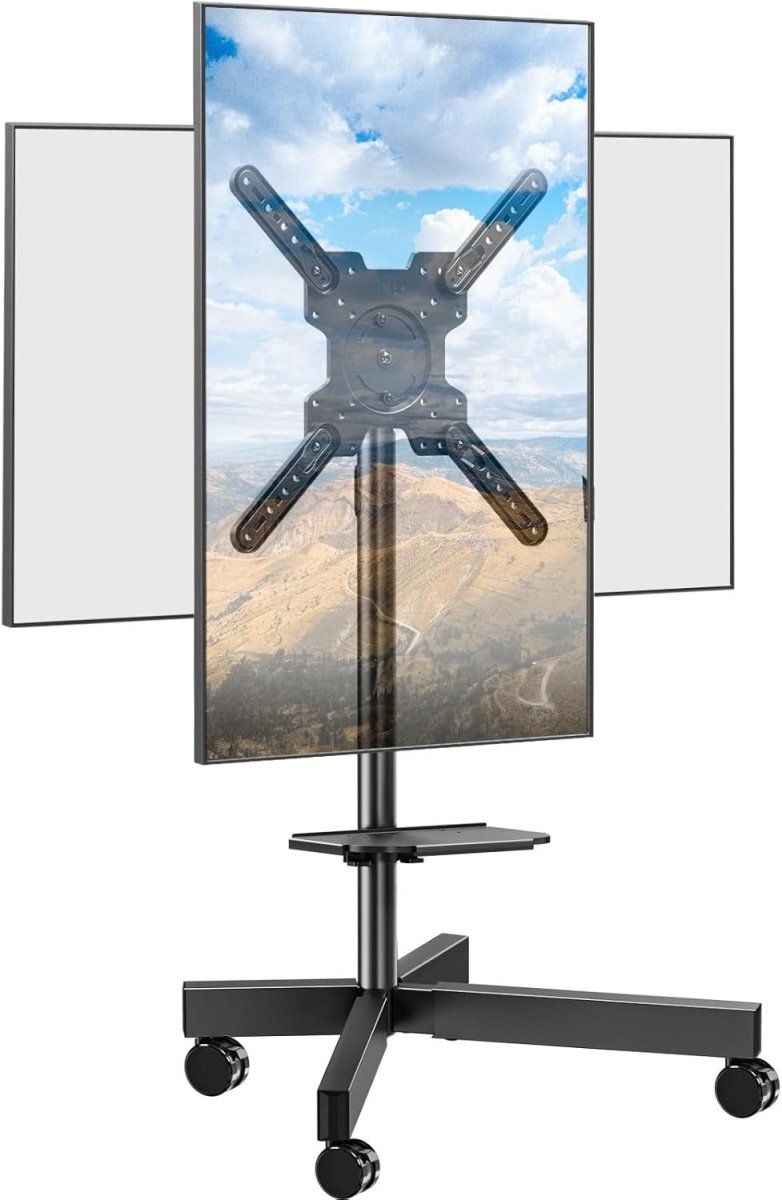 Adjustable Mobile TV Stand with Tilt, Swivel & Media Shelf for 23 - 60" TVs - Kwikley