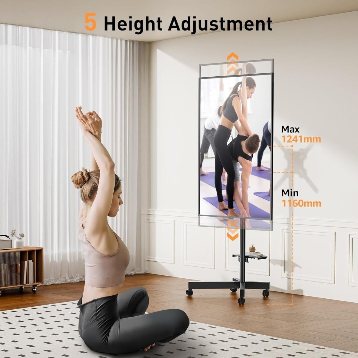 Adjustable Mobile TV Stand with Tilt, Swivel & Media Shelf for 23-60" TVs - Kwikley