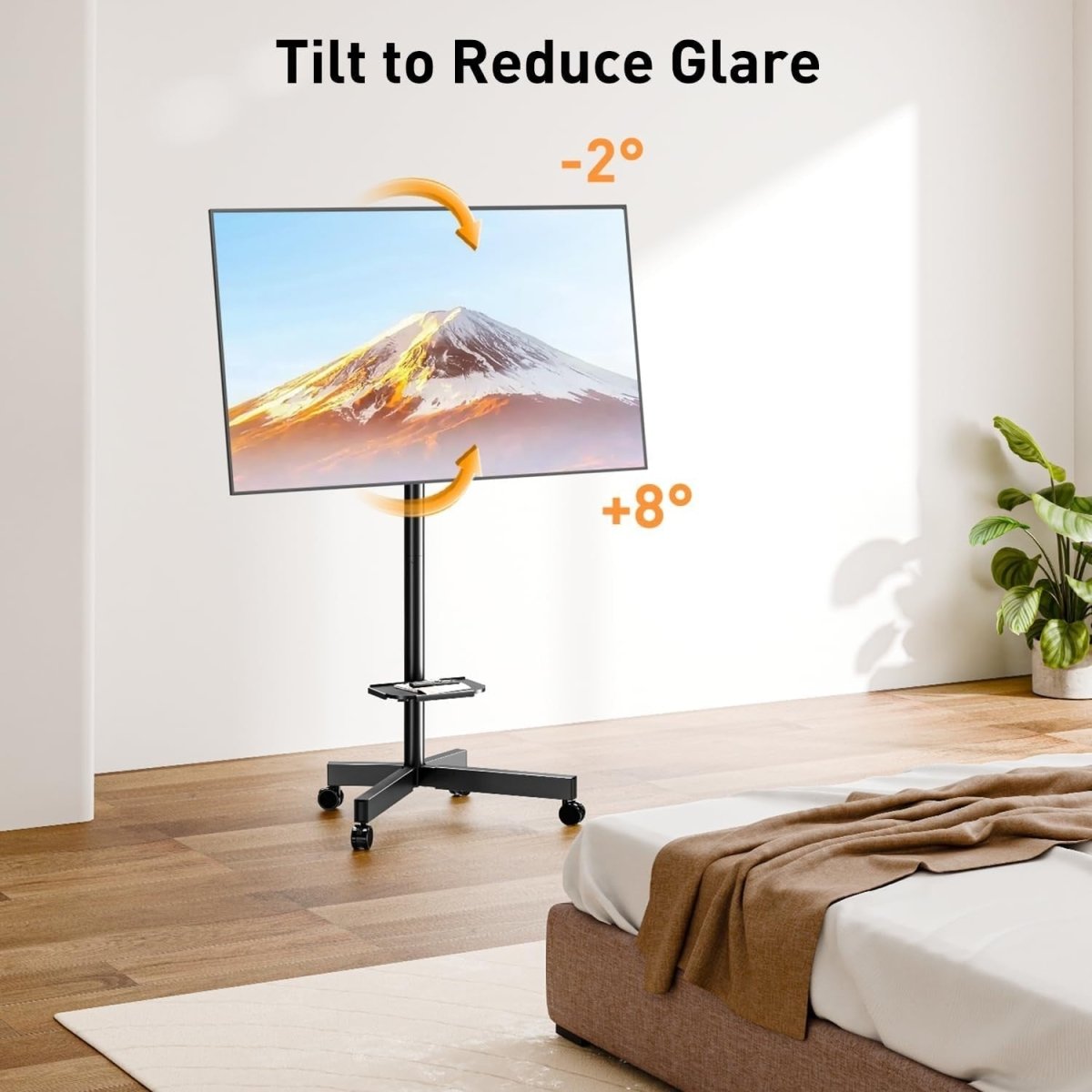 Adjustable Mobile TV Stand with Tilt, Swivel & Media Shelf for 23-60" TVs - Kwikley