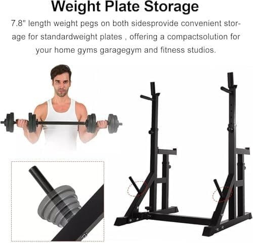 Adjustable Power Rack Squat Rack Home Gym 400KG Capacity Alloy Steel - Kwikley