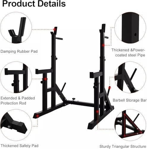 Adjustable Power Rack Squat Rack Home Gym 400KG Capacity Alloy Steel - Kwikley