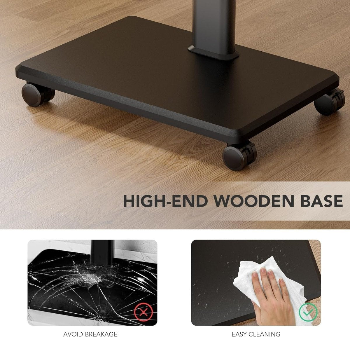 Adjustable Rolling Floor TV Stand 27-65" Swivel Mobile Mount with Wheels - Kwikley