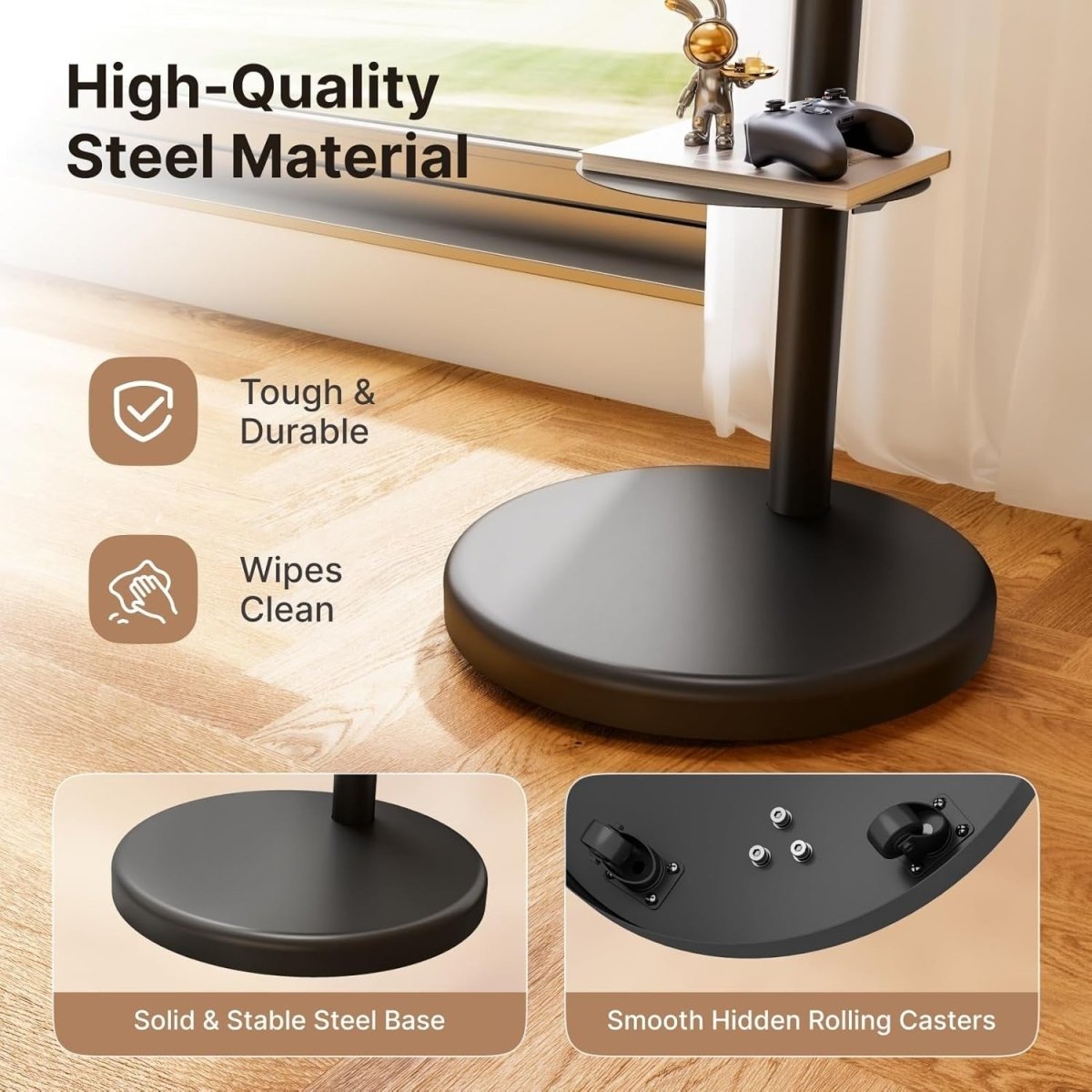 Adjustable Rolling TV Stand 37-86" Tilt Swivel Mobile Cart with Shelf & Storage - Kwikley
