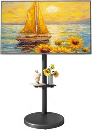 Adjustable Rolling TV Stand 37-86" Tilt Swivel Mobile Cart with Shelf & Storage - Kwikley