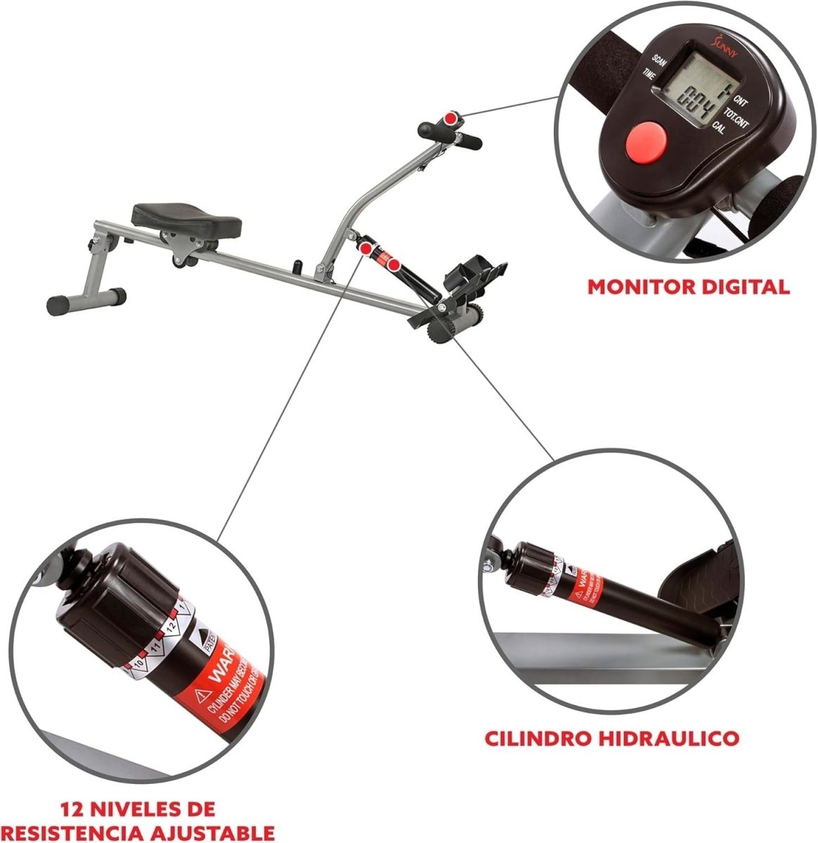Adjustable Rowing Machine & Squat Trainer Combo w Digital Monitor - Kwikley