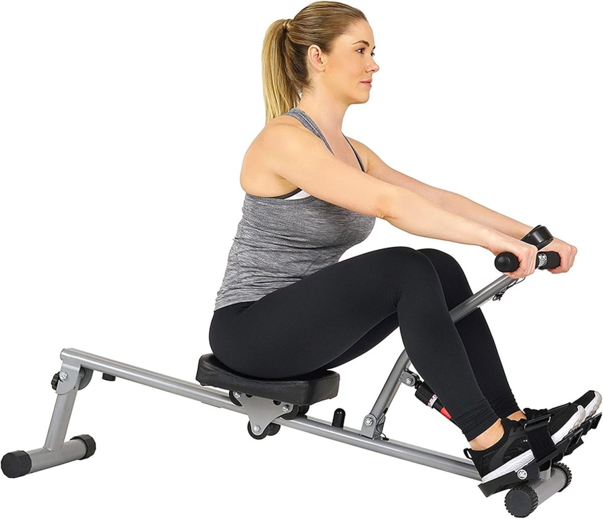 Adjustable Rowing Machine & Squat Trainer Combo w Digital Monitor - Kwikley