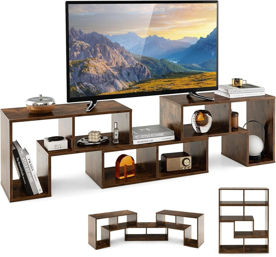 Adjustable Rustic Brown TV Stand up to 65" | Modular Storage & Display Shelf - Kwikley