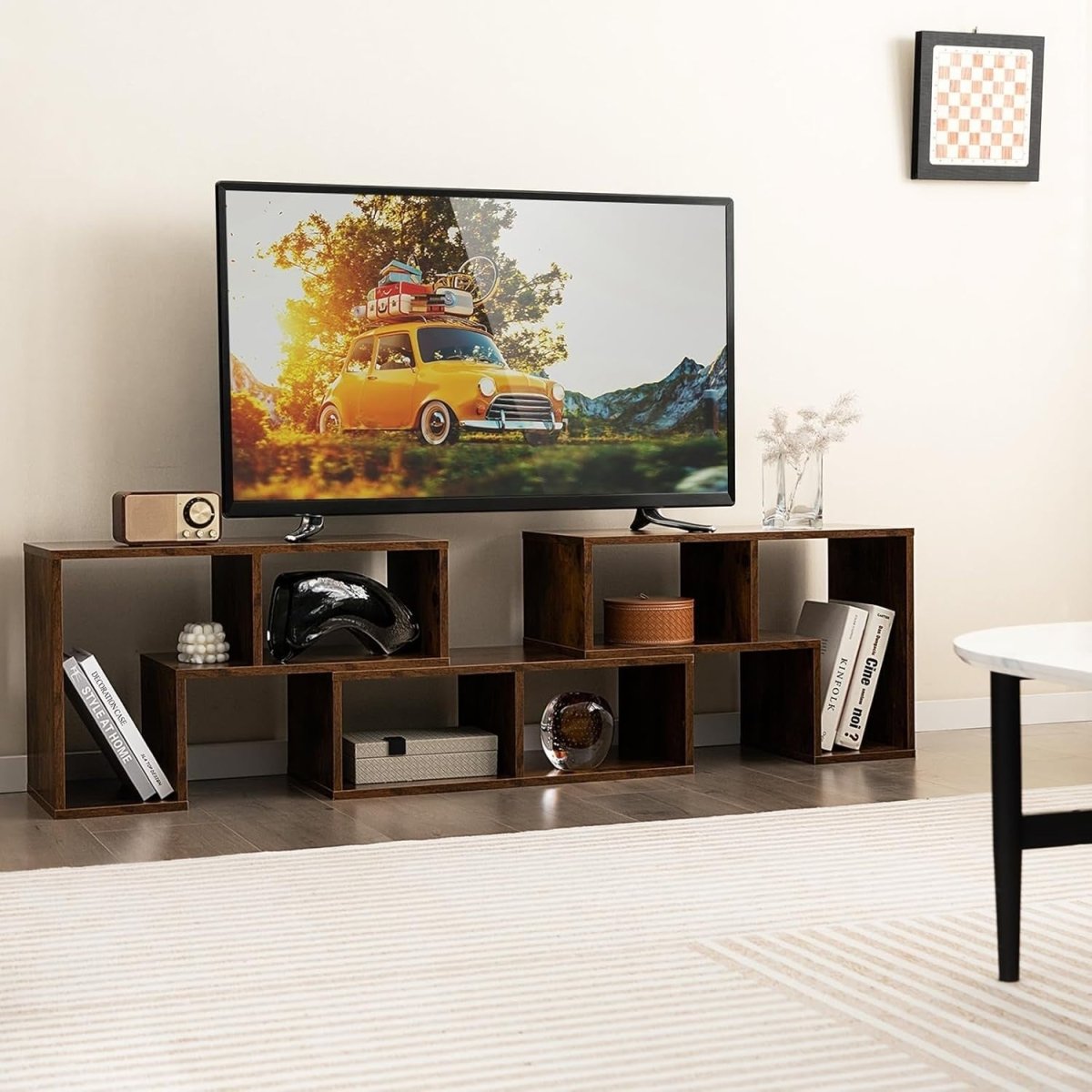 Adjustable Rustic Brown TV Stand up to 65" | Modular Storage & Display Shelf - Kwikley
