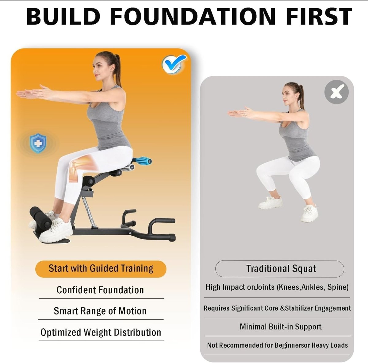 Adjustable Squat Machine Glutes Trainer Leg Workout 300lb Capacity - Kwikley