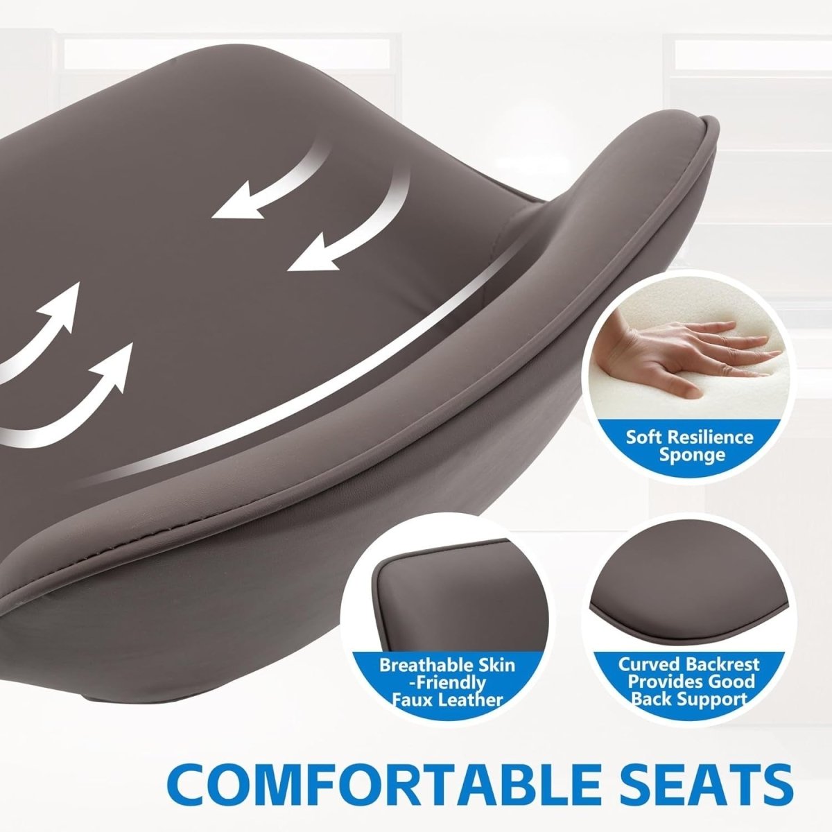 Adjustable Swivel Bar Stools 2pcs Faux Leather Counter Height Brown - Kwikley