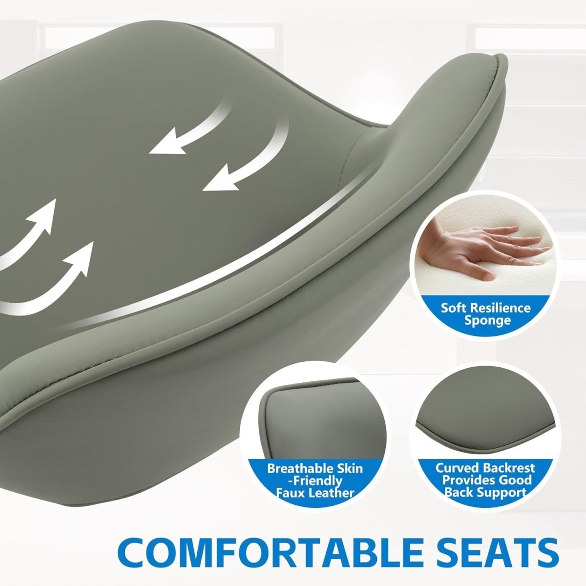 Adjustable Swivel Bar Stools 2pcs Faux Leather Counter Height Olive Green - Kwikley