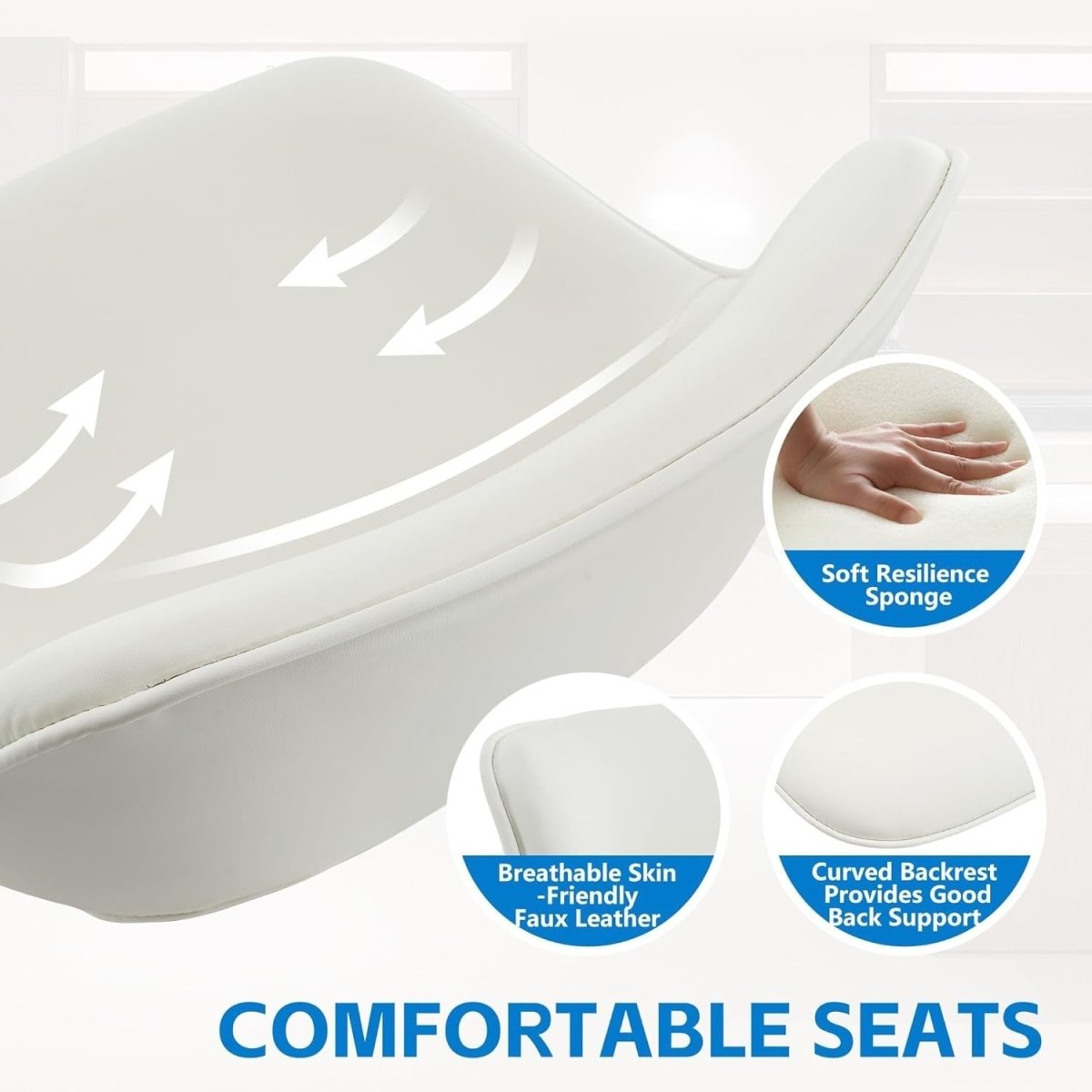 Adjustable Swivel Bar Stools 2pcs Faux Leather Counter Height White - Kwikley