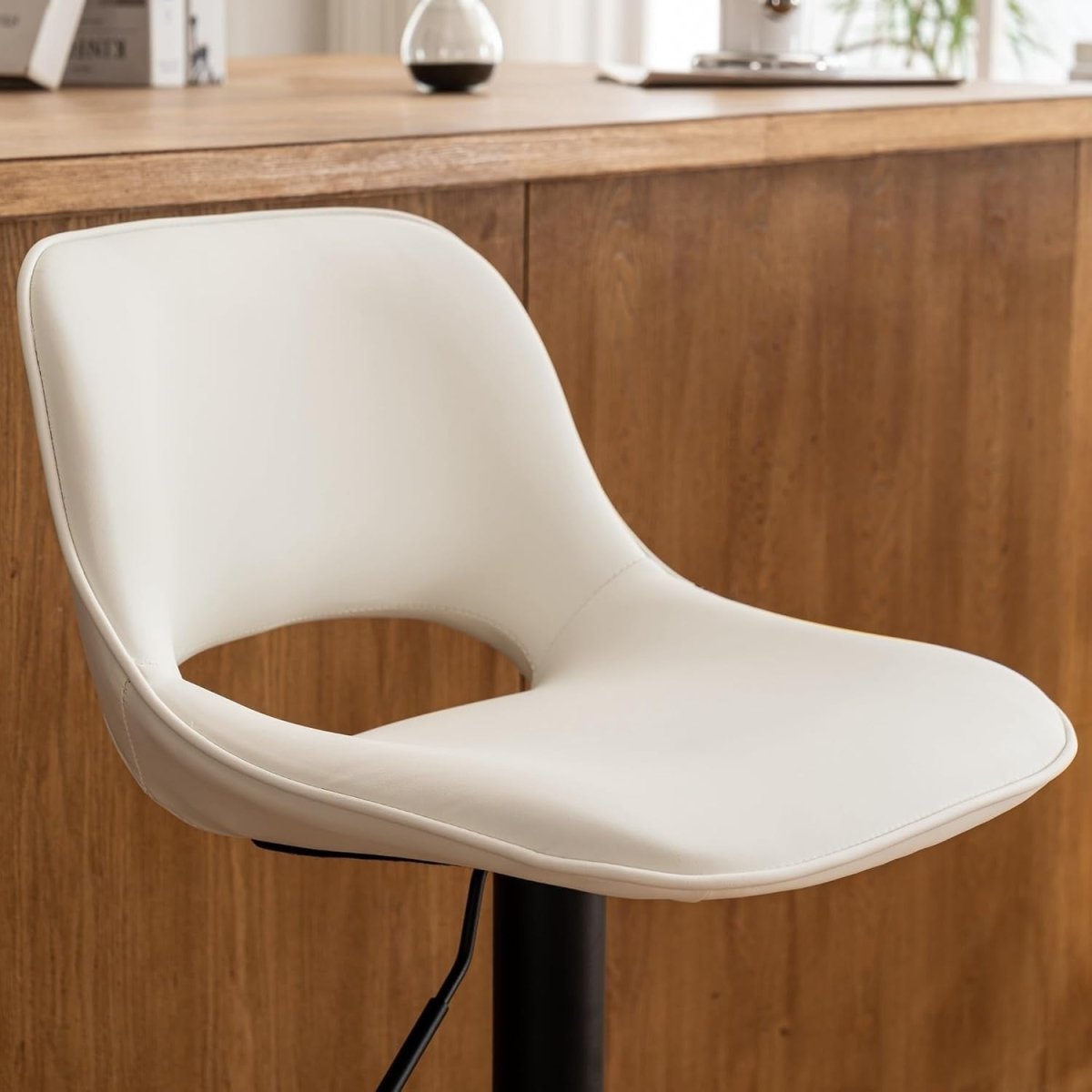 Adjustable Swivel Bar Stools 2pcs Faux Leather Counter Height White - Kwikley